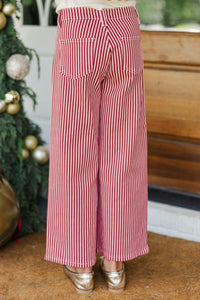 Girls: In Good Form Blush Striped Wide Leg Jeans