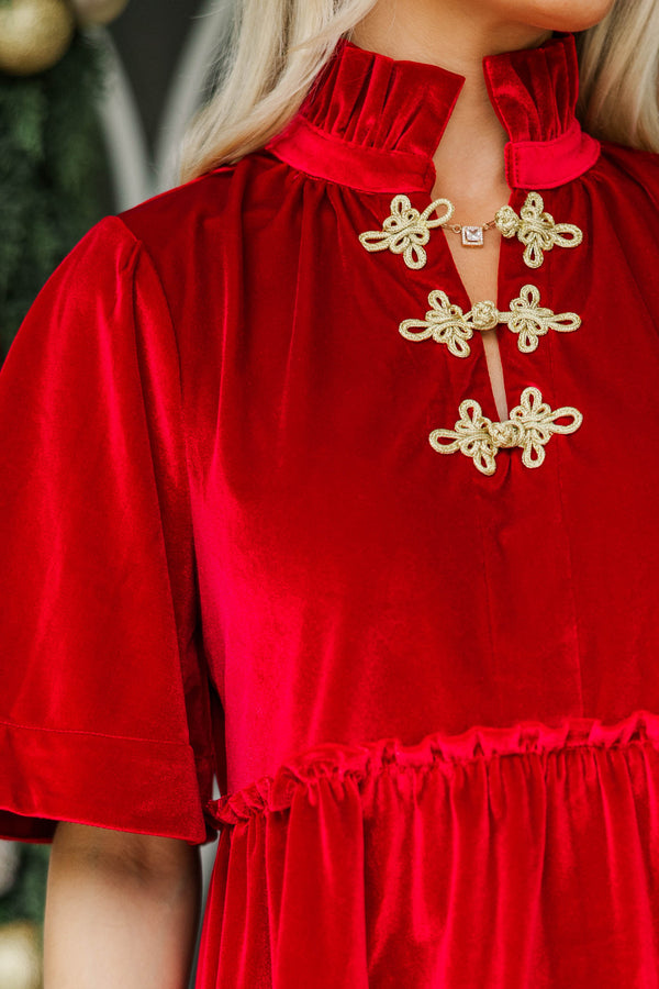 December Magic Red Velvet Blouse