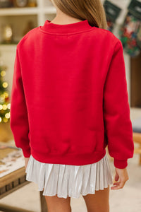 Girls: Best Present Red Plaid Merry Sweatshirt