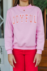 Girls: Best Present Pink Gingham Joyful Sweatshirt