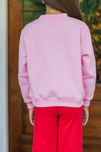 Girls: Best Present Pink Gingham Joyful Sweatshirt