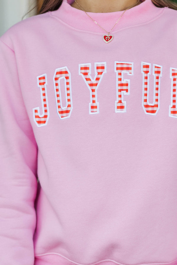 Girls: Best Present Pink Gingham Joyful Sweatshirt
