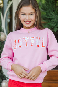 Girls: Best Present Pink Gingham Joyful Sweatshirt