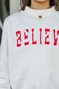 Girls: Best Present Cream Polka Dot Believe Sweatshirt