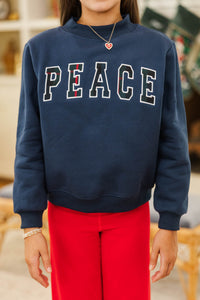 Girls: Best Present Navy Peace Sweatshirt