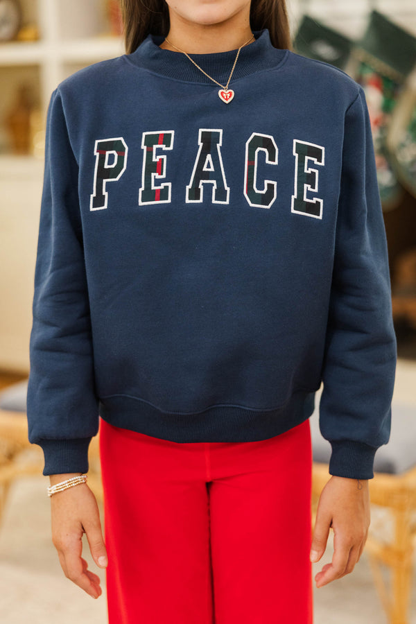 Girls: Best Present Navy Peace Sweatshirt