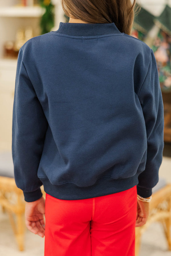 Girls: Best Present Navy Peace Sweatshirt