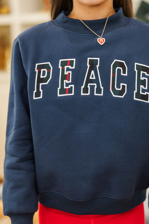 Girls: Best Present Navy Peace Sweatshirt