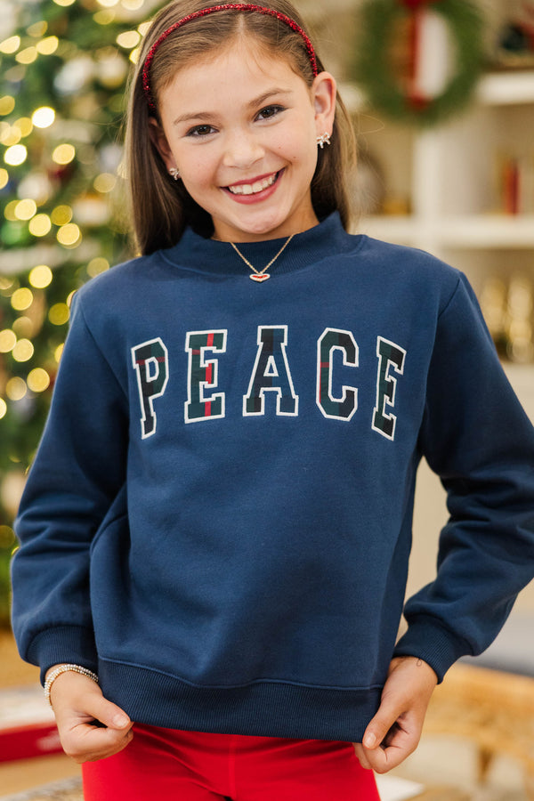 Girls: Best Present Navy Peace Sweatshirt
