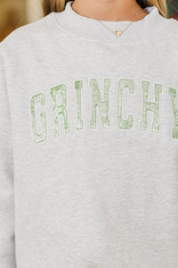 Girls: Best Present Heather Gray Grinchy Sweatshirt