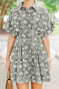 Fate: Afternoon Stroll Olive Embroidered Dress