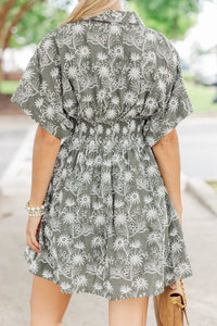 Fate: Afternoon Stroll Olive Embroidered Dress