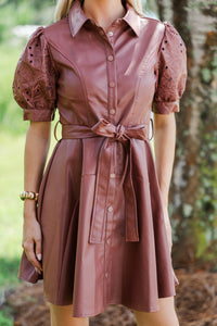 Fate: Internet Famous Mauve Faux Leather Dress