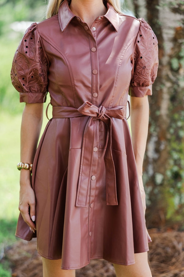 Fate: Internet Famous Mauve Faux Leather Dress