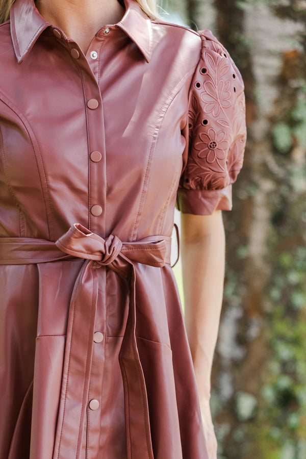 Fate: Internet Famous Mauve Faux Leather Dress