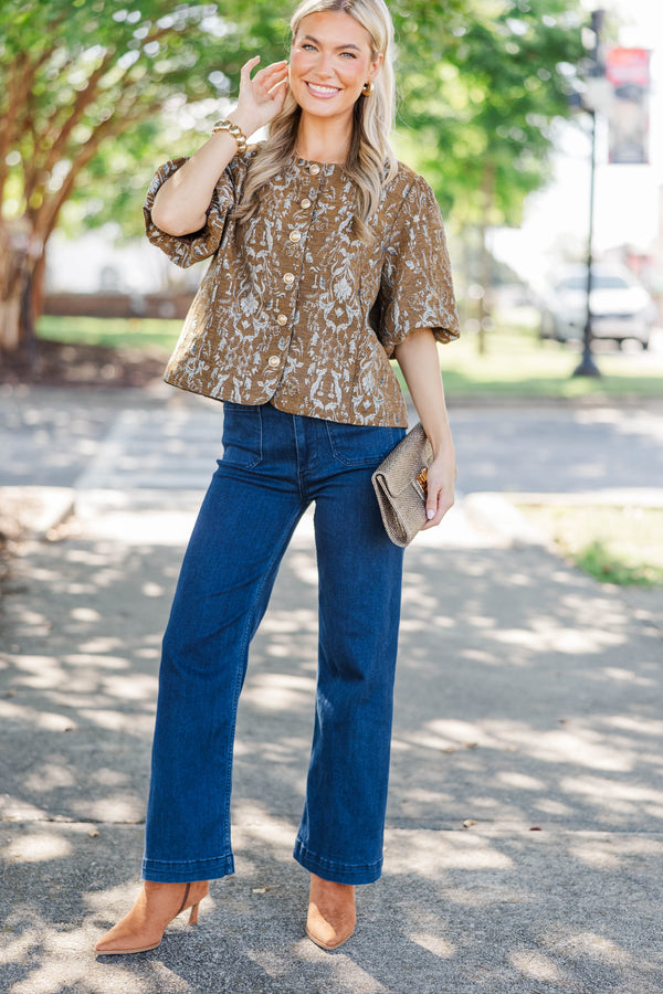 Love It Already Brown Floral Blouse