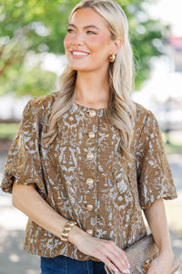 Love It Already Brown Floral Blouse
