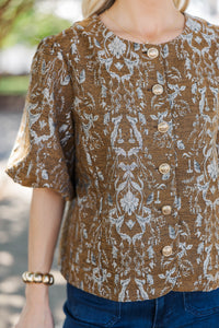 Love It Already Brown Floral Blouse