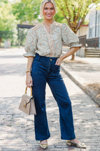 Polished To Perfection Taupe Velvet Jacquard Blouse