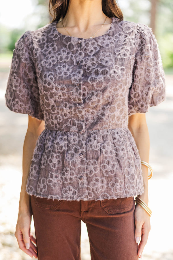Made You Smile Plum Embroidered Blouse