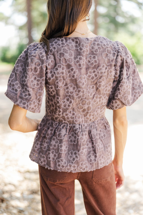 Made You Smile Plum Embroidered Blouse