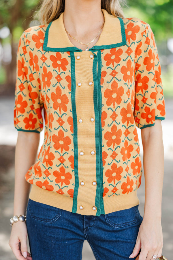 Simply Better Mustard Floral Sweater