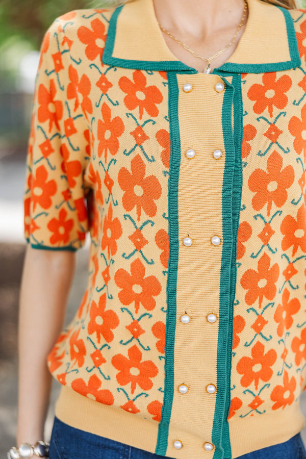 Simply Better Mustard Floral Sweater