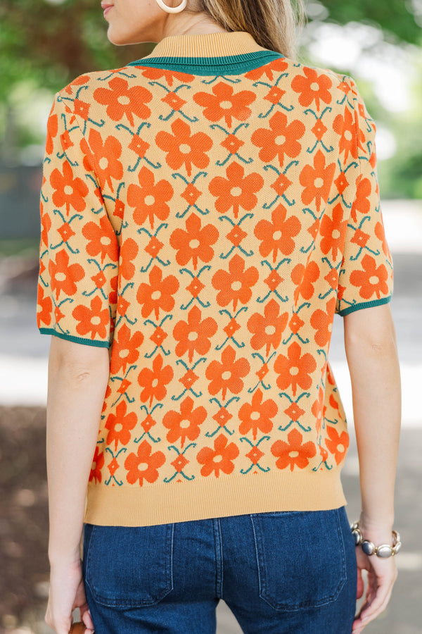 Simply Better Mustard Floral Sweater