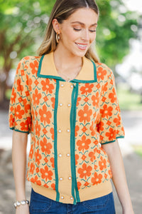 Simply Better Mustard Floral Sweater