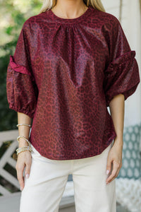 Next Best Thing Burgundy Leopard Blouse