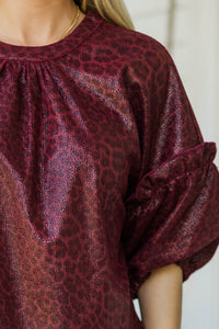 Next Best Thing Burgundy Leopard Blouse