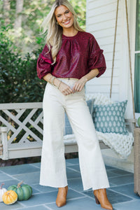Next Best Thing Burgundy Leopard Blouse