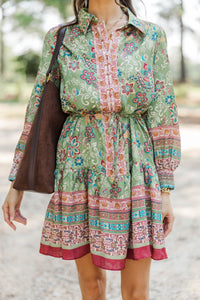 Boarding Pass Olive Floral Dress