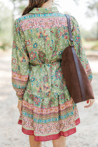 Boarding Pass Olive Floral Dress