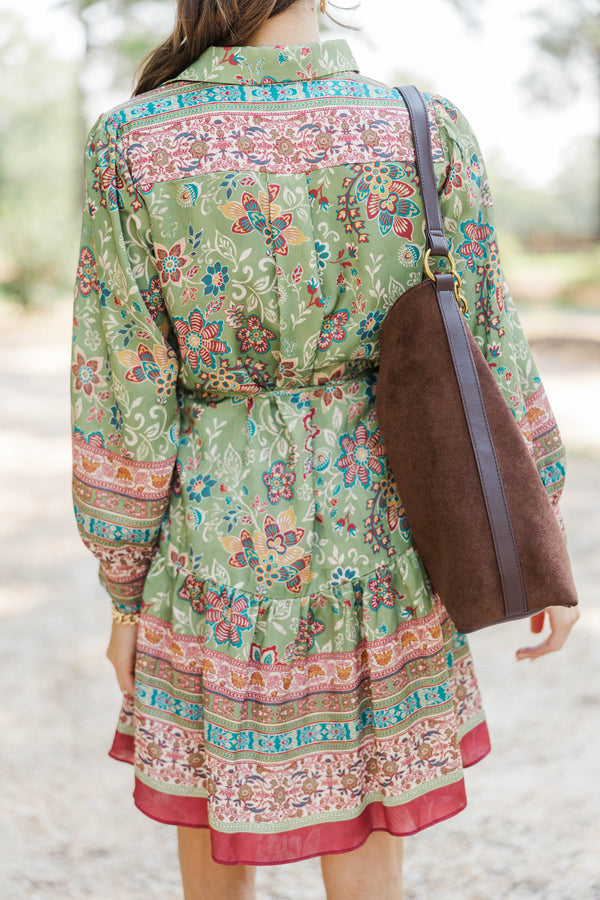 Boarding Pass Olive Floral Dress