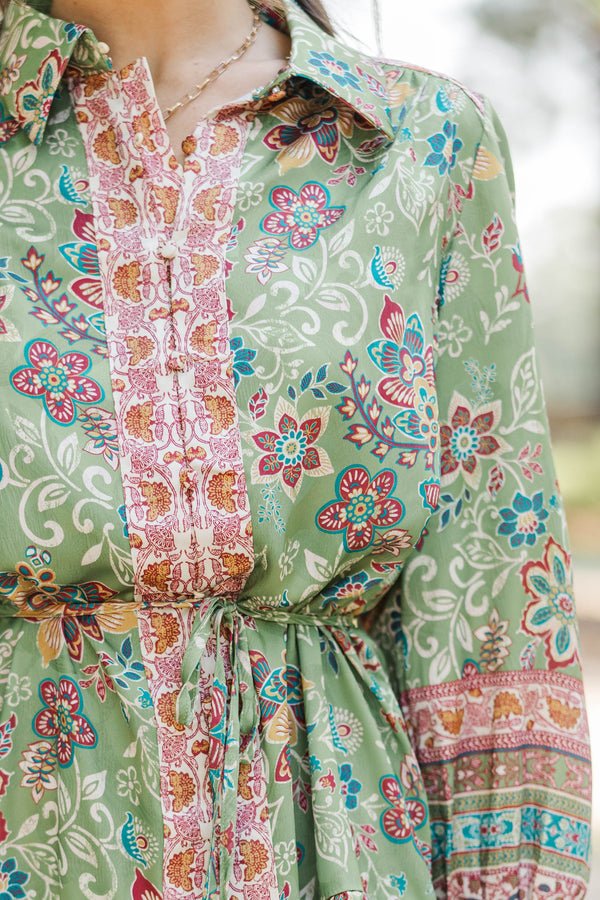 Boarding Pass Olive Floral Dress