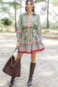Boarding Pass Olive Floral Dress