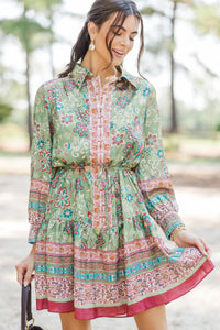 Boarding Pass Olive Floral Dress