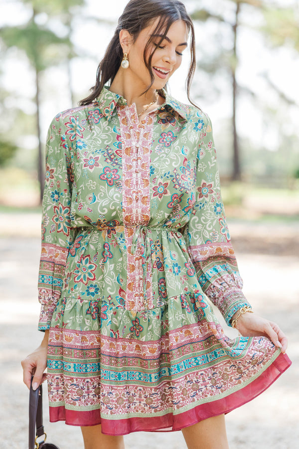 Boarding Pass Olive Floral Dress