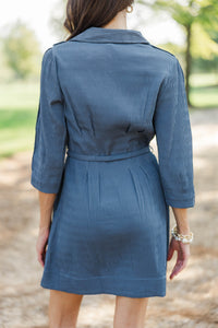 Country Morning Blue Belted Dress