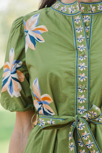 THML: Style Notes Green Floral Midi Dress