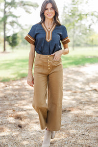 Final Pick Camel Wide Leg Jeans