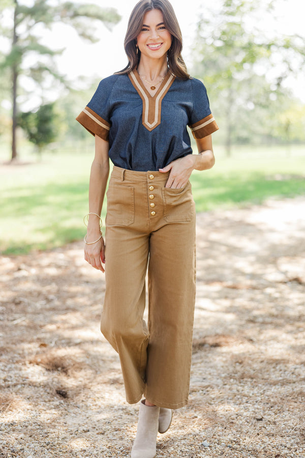Final Pick Camel Wide Leg Jeans