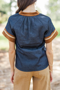 THML: Everyday Gathering Blue Denim Blouse