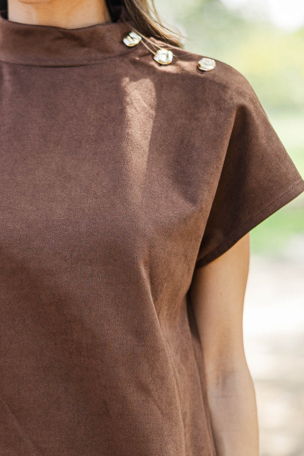 THML: Meant For Keeps Brown Suede Blouse