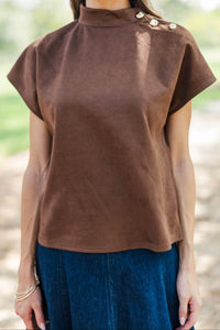 THML: Meant For Keeps Brown Suede Blouse