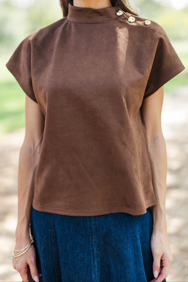 THML: Meant For Keeps Brown Suede Blouse