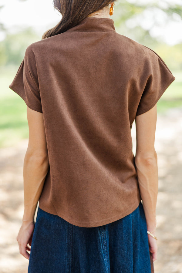 THML: Meant For Keeps Brown Suede Blouse