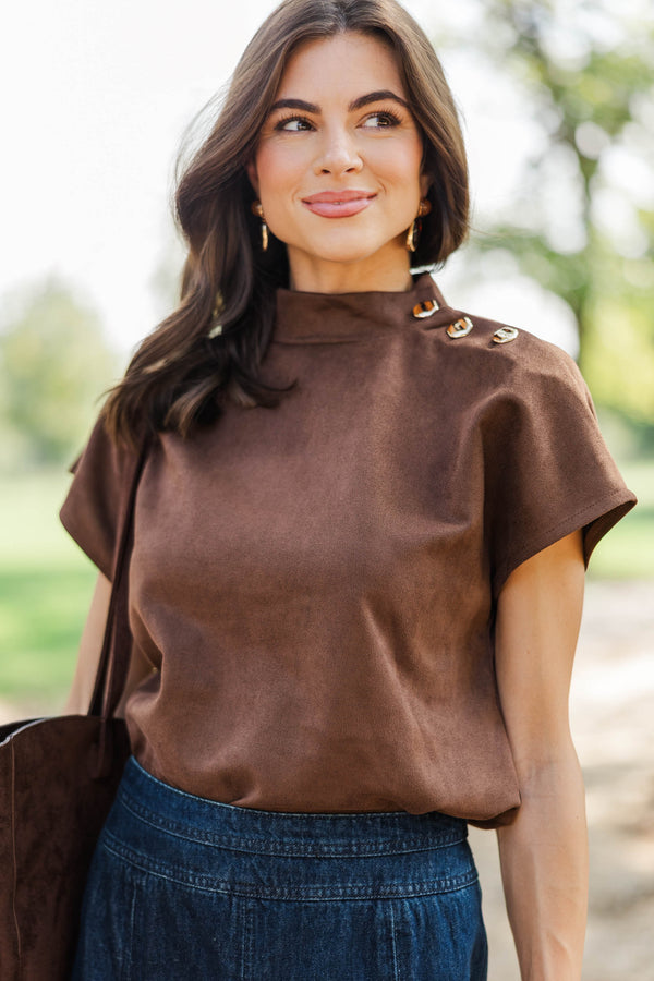 THML: Meant For Keeps Brown Suede Blouse