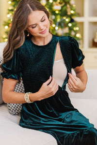 NURSING COLLECTION: Soft Foundation Emerald Velvet Midi Dress